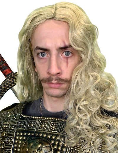 blonde warrior viking gladiator wavy curly wig mens