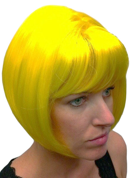 Gina wig yellow short bob with sideswept bangs