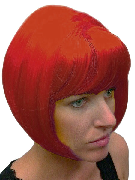 Gina wig red short bob with sideswept bangs