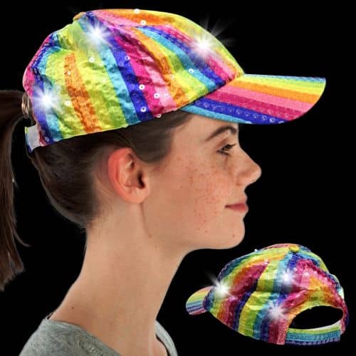 Rainbow Sequin Baseball Cap