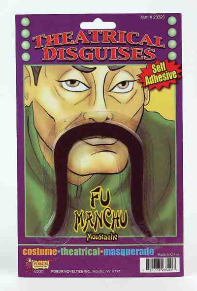 Self Adhesive Fu Manchu Black Moustache 