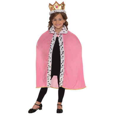 Child Pink Queen Cape and Crown Set