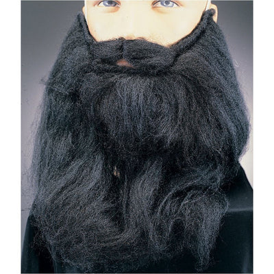 14″ Black Long Beard & Moustache Set