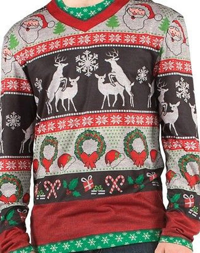 Faux Real Frisky Reindeer Ugly Christmas Shirt