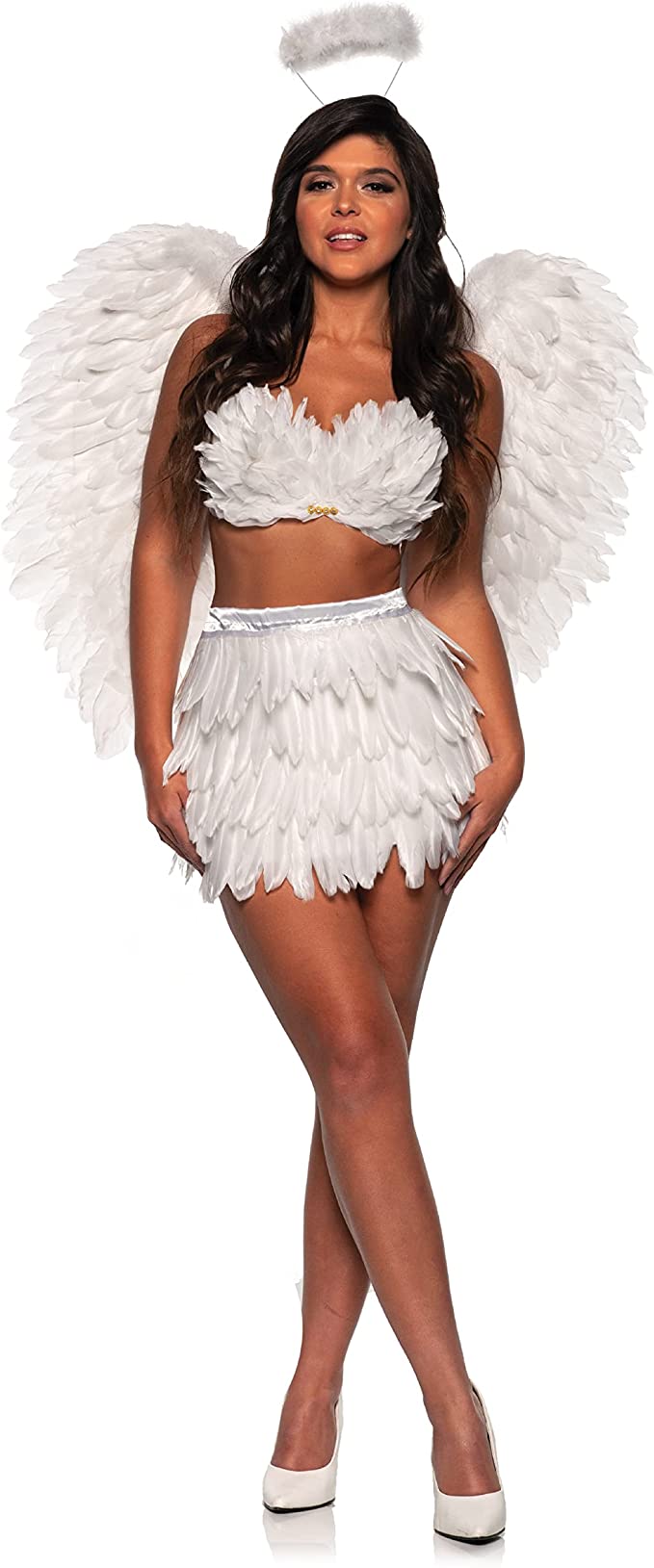 Feather Mini Skirt Set - White