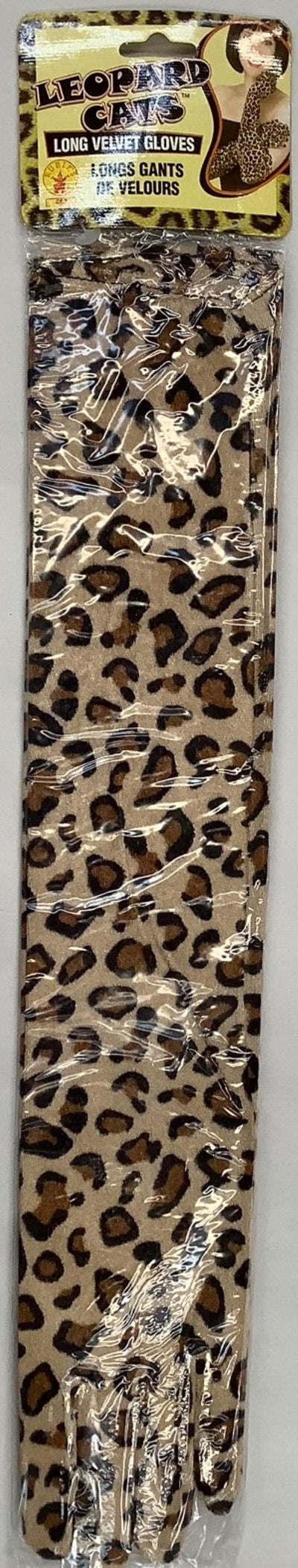 Long Leopard Print Velvet Gloves