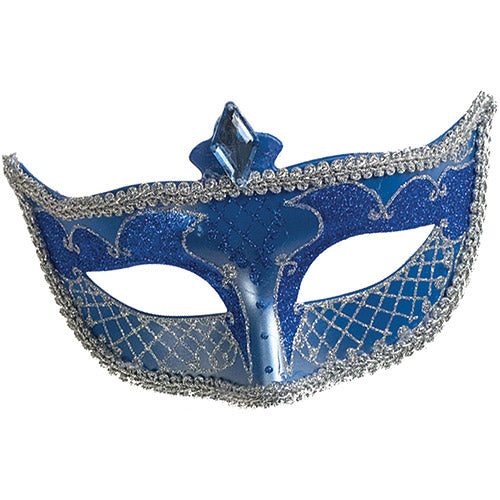 Fancy Party Mask-Blue and Silver