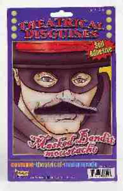 Theatrical Disguises Masked Bandit Moustache - Black