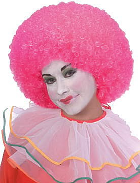 Neon pink clown wig 