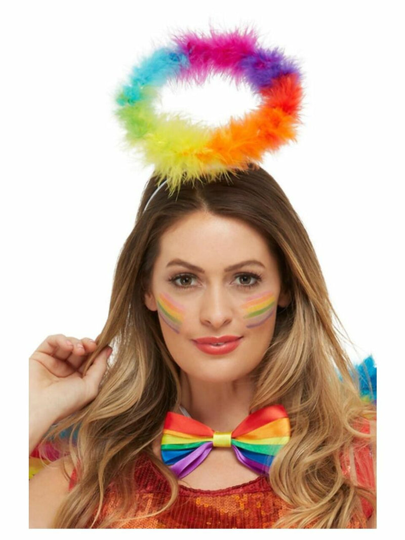 rainbow feather pride halo headband