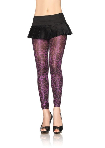 Spandex Shimmer Leopard Print Footless Tights