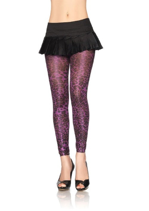 Leopard print footless tights best sale