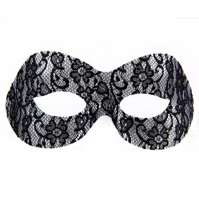 Naomi Black Lace See-Through Masquerade Mask with a Stick