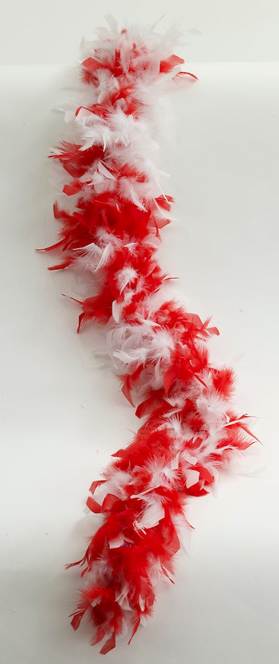 Jumbo Two-Tone Turkey Feather Boa - Red and White