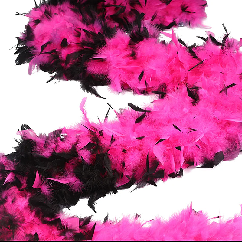 Deluxe Two-Tone Turkey Feather Boa - Fuchsia & Black