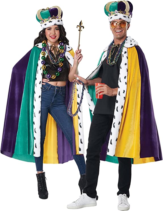 Mardi Gras Cape and Crown Set - Adult Costume