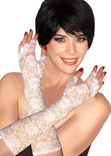 Theatrical White Lace Gloves