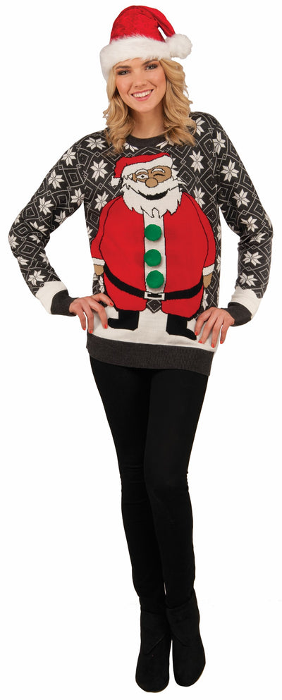 Winking Santa Christmas Sweater