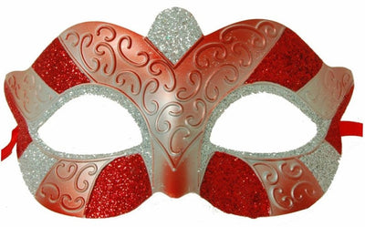 Silver and Red Serious Eye Mask with Red Ribbon