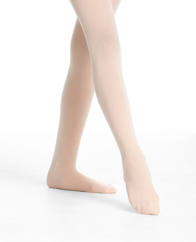 Girls 387 Microfiber Footed Tight - White