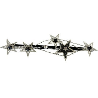 celestial star headband black silver glitter