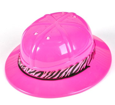 Pink Pith Helmet with Zebra Stripe