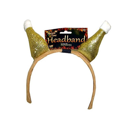 Forum Novelties Harvest Time Gold Glittered Turkey Drumsticks Thanksgiving Party Headband, One Size