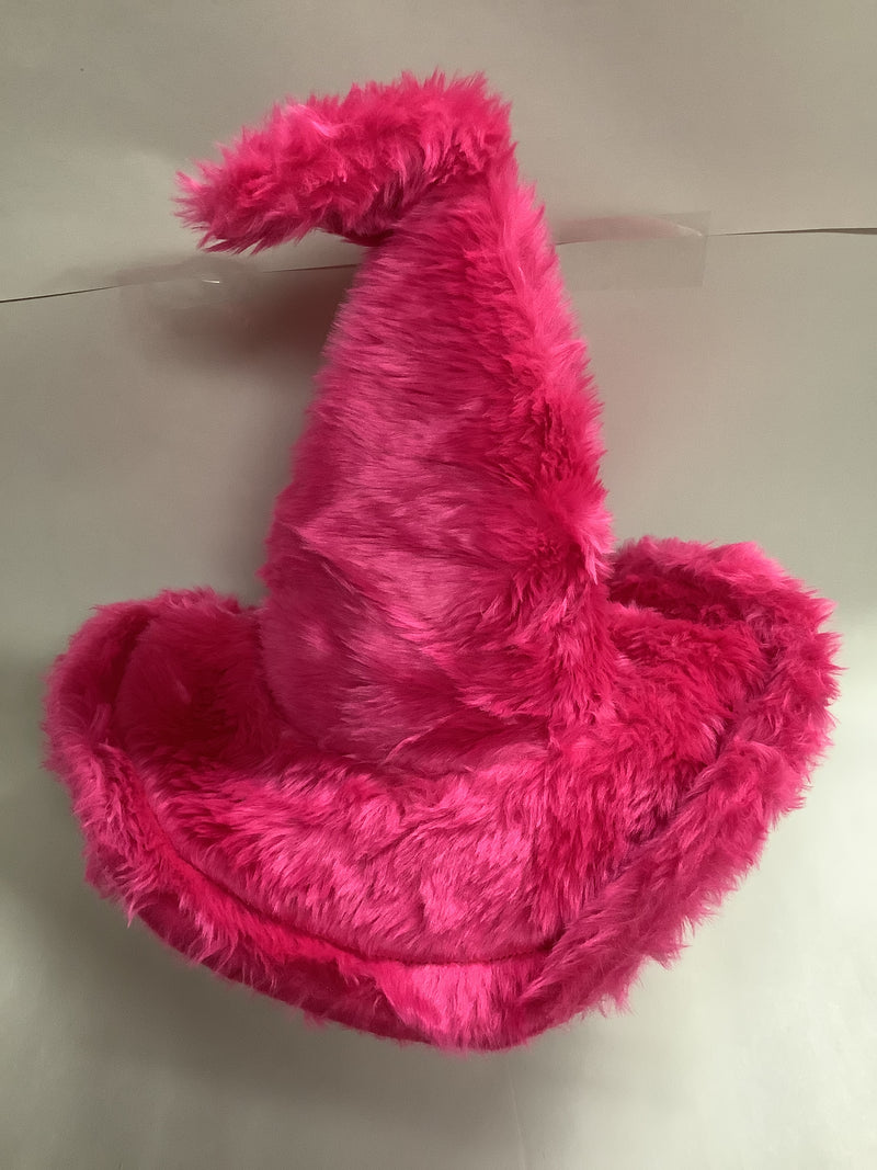 Faux Fur Witch Hat - Neon Pink