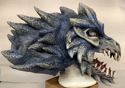 Draco the Blue Dragon Latex Face Mask with Moving Mouth