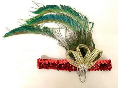 Peacock Bow Flapper Headband