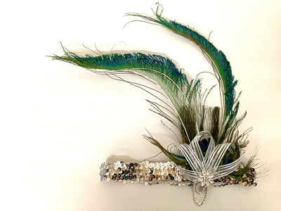 Peacock Bow Flapper Headband