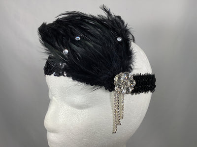 Feather and Jewel Flapper Headband - Chicago Costume Company