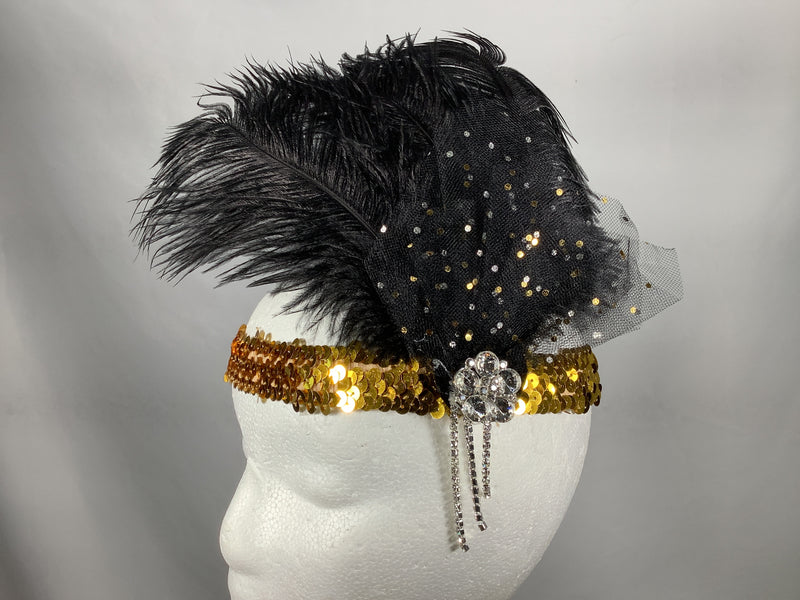 Feather and Jewel Flapper Headband - Chicago Costume Company