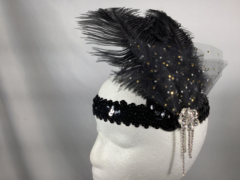 Feather and Jewel Flapper Headband - Chicago Costume Company