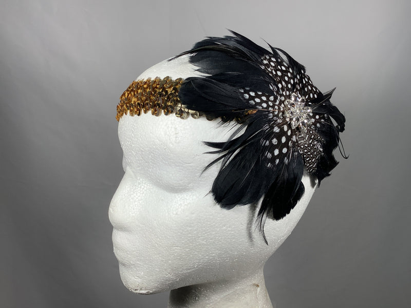 Feather Accent Flapper Headband - Chicago Costume Company