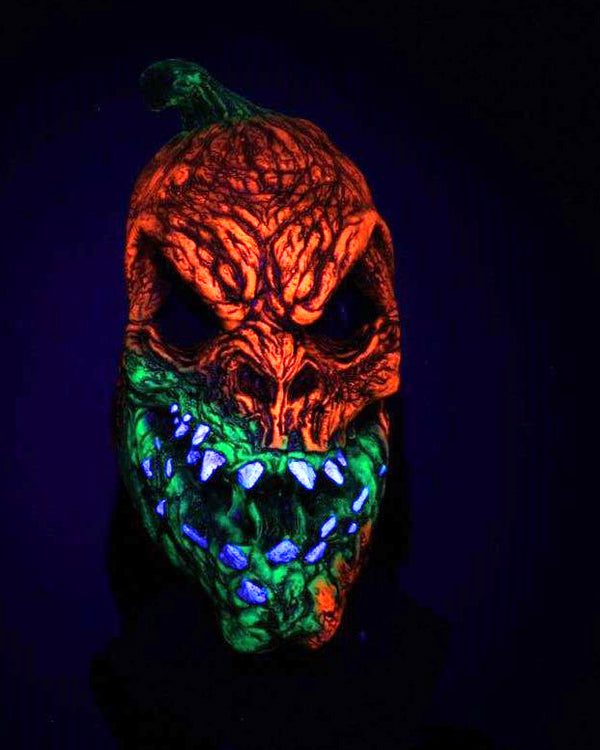 Harvester, UV Reactive Evil Pumpkin Monster Latex Face Mask