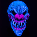 Last Laugh, UV Reactive Evil Clown Latex Face Mask with Moving Mouth