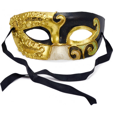 Classic Pierrot Masquerade Eye Mask-Gold and Black