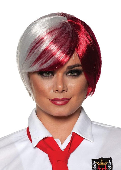 Red and white anime bob wig