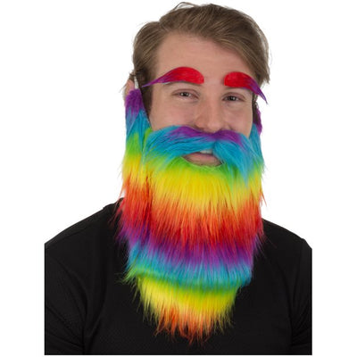 Multicolor Rainbow Beard & Eyebrows Set