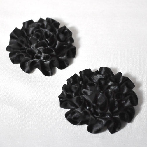 Black Assorted 3in Silk Ribbon Flowers