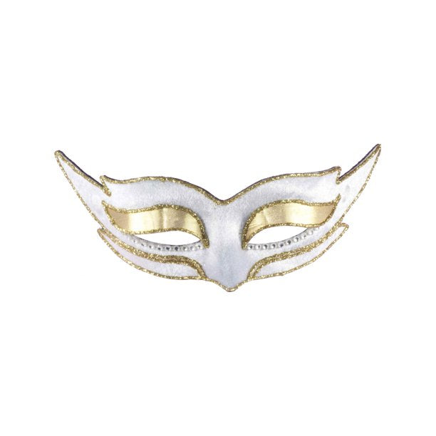 Venetian White  Mask with Gold Trimming