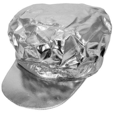 silver metallic newsboy hat