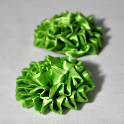 Green 3in Silk Ribbon Flowers