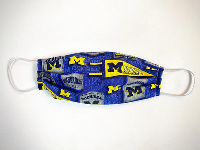 University of Michigan Wolverines Face Mask, Reusable Cotton Face Mask, Anti Dust Mask - Washable Face Mask Handmade in Chicago!