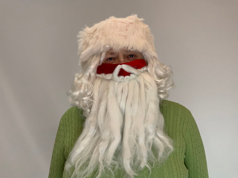 Santa Beard Face Mask on Red Velvet, Anti Dust Mask - Washable Face Mask Handmade in Chicago!