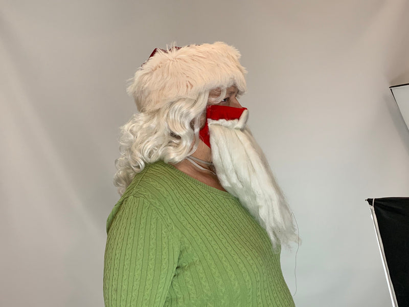 Santa Beard Face Mask on Red Velvet, Anti Dust Mask - Washable Face Mask Handmade in Chicago!