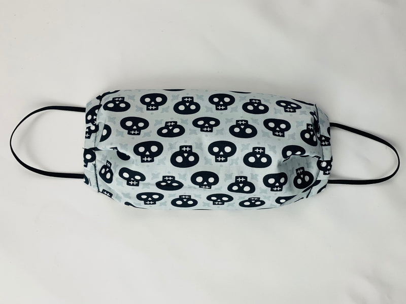 Spooky Skulls on Gray Face Mask, Washable cotton fabric face mask, Reusable face mask, Made in USA