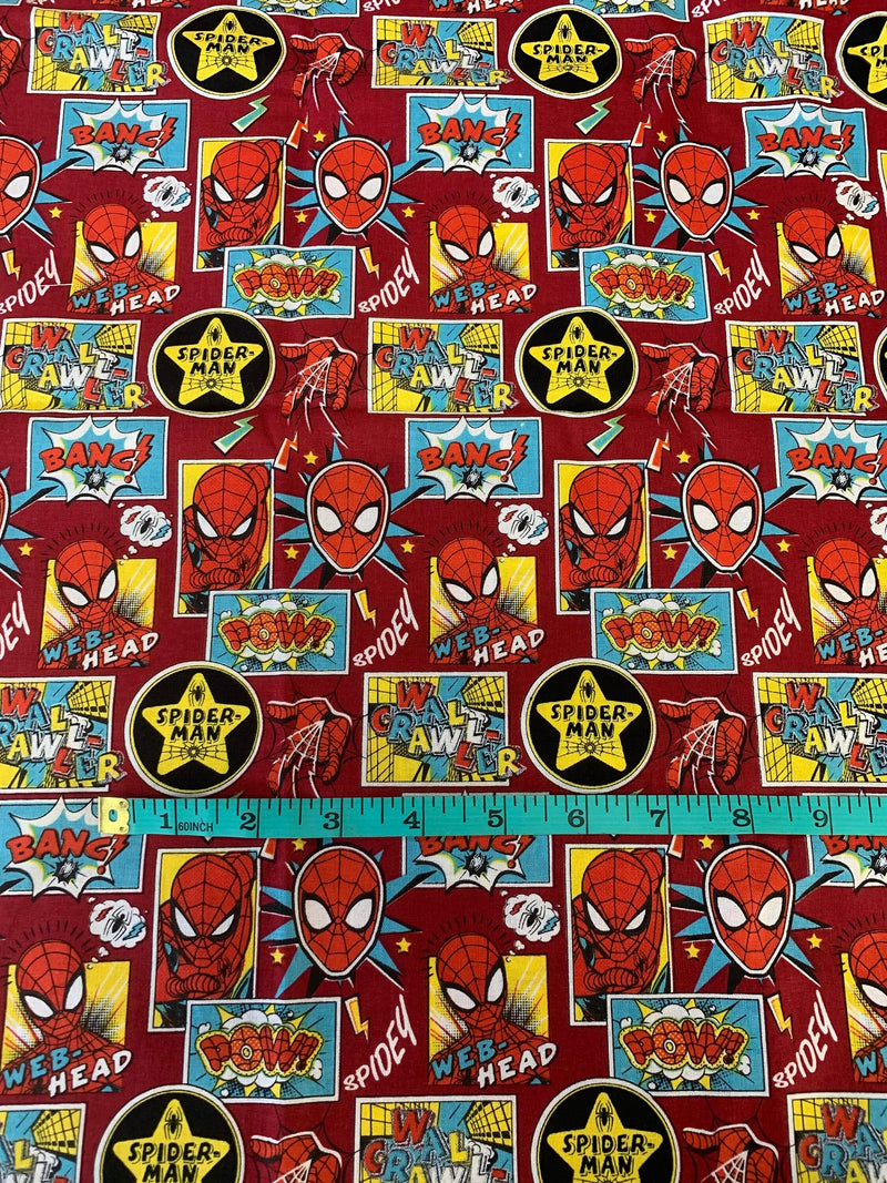 Spiderman Comic Print Fabric, 100% Cotton