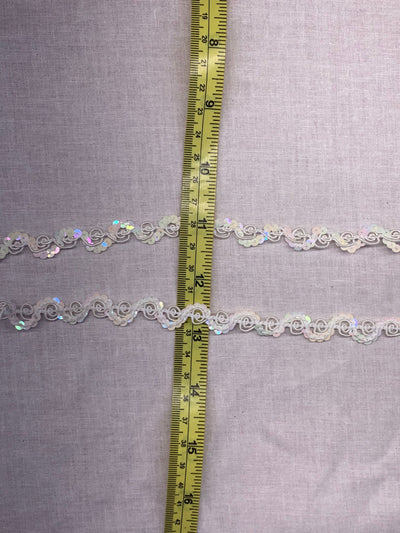 Sequin Rose Trim, White or Fuchsia